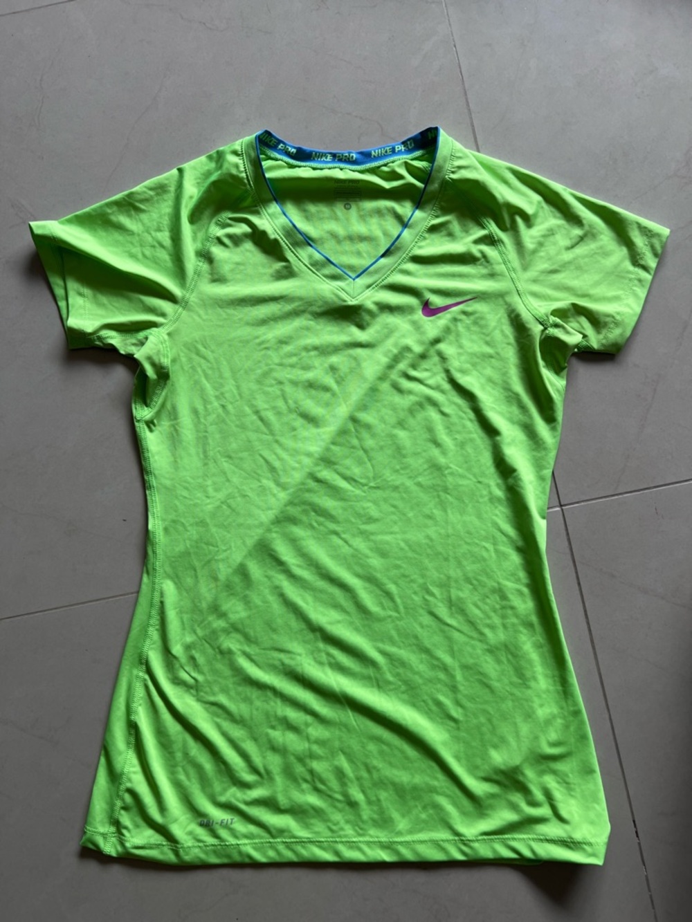 Nike Women’s Neon Green V-Neck Short Sleeve Performance Tee